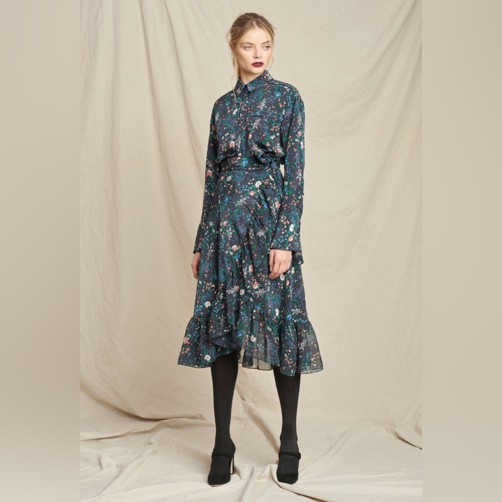 Marissa Webb Silk Wrap Shirt Dress Size M